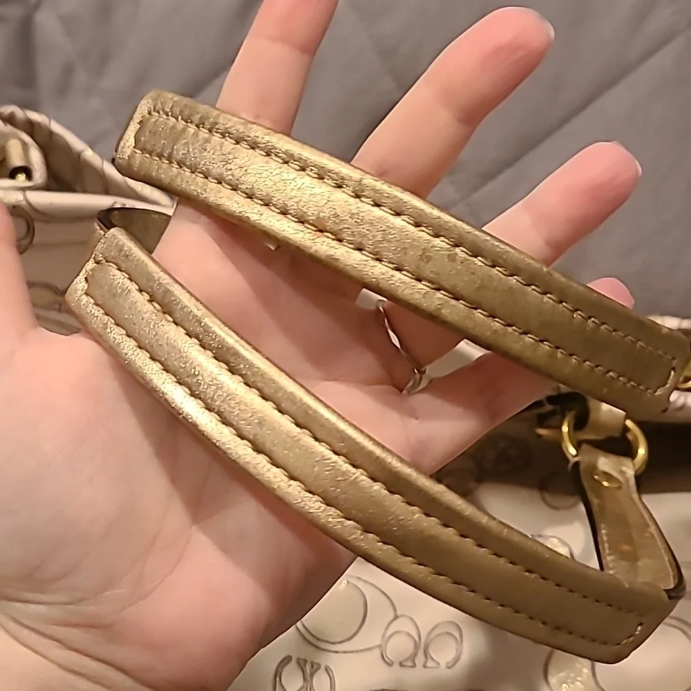 Coach gold detail beige bag
